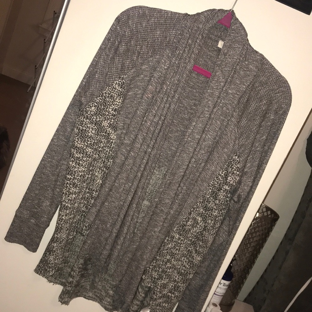 grey sweater/ cardigan